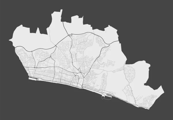 Brighton Hove Karta Detaljerad Karta Över Brighton Hoves Administrativa Område — Stock vektor