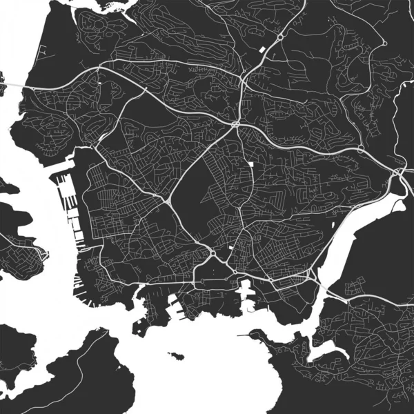 Міська Карта Плімута Вікторна Ілюстрація Плакат Картами Сірого Масштабу Зображення — стоковий вектор