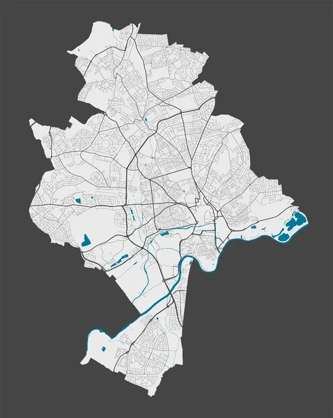 Mapa Nottingham Miejska Mapa Nottingham Nottingham Panorama Miasta Ilustracja Wektora — Wektor stockowy