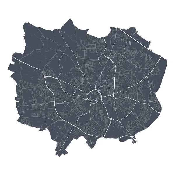 田舎の地図だ コヴェントリー市行政区の詳細なベクトルマップ 都市景観ポスター大都市のアリアビュー 白い通り 道路や道路と暗い土地 — ストックベクタ