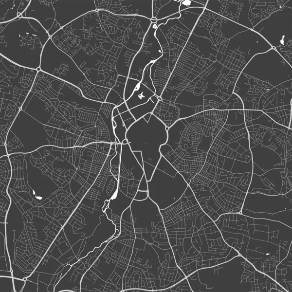 Mapa Urbano Leicester Ilustración Vectorial Leicester Mapa Grayscale Art Poster — Vector de stock