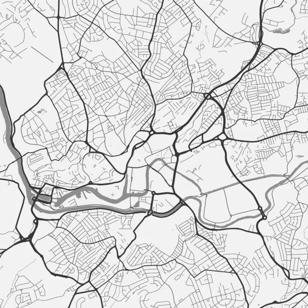 브리스톨의 일러스트 Bristol Map Grayscale Art Poster 도로가 대도시 지역이 — 스톡 벡터