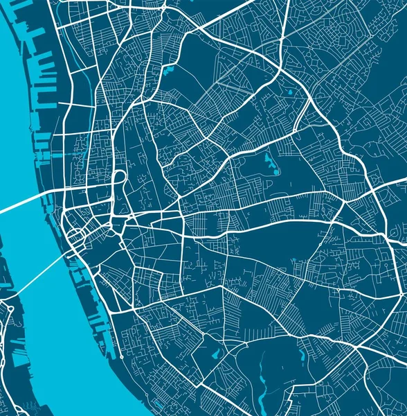 Подробная Карта Административного Района Ливерпуля Безвозмездная Векторная Иллюстрация Панорама Города — стоковый вектор