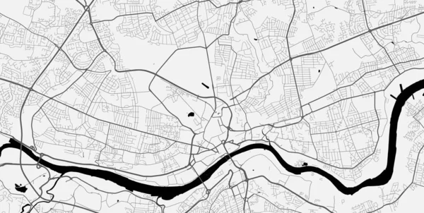 ニューカッスル アポン タインの都市地図 ベクターイラスト ニューカッスル アポン タイン地図グレースケールアートポスター 市街地ビューの道路と街の地図画像 — ストックベクタ