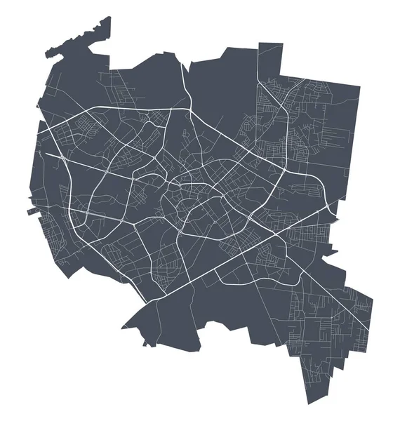Bialystok Térkép Bialystok Város Közigazgatási Területének Részletes Vektortérképe Városkép Plakát — Stock Vector