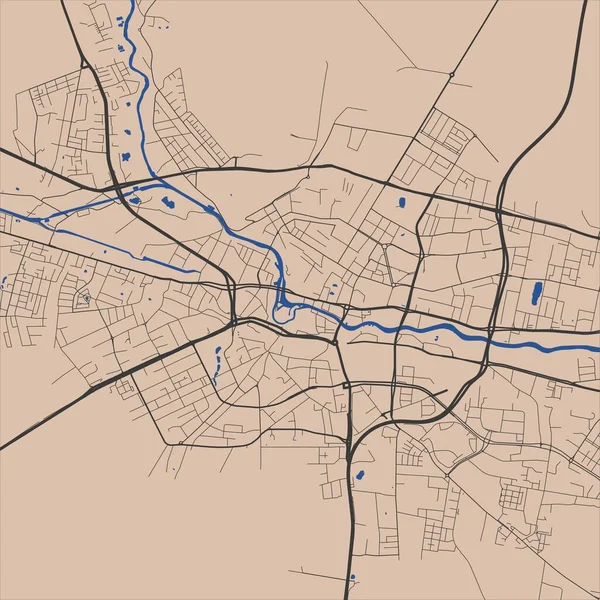 Детальна Мапа Міського Адміністративного Району Бидгоща Безкоштовний Векторний Приклад Cityscape — стоковий вектор