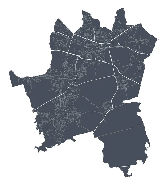 Mappa Katowice Mappa Vettoriale Dettagliata Dell Area Amministrativa Della Città — Vettoriale Stock