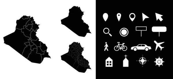 Carte Des Départements Des Régions Administratives Irakiennes Avec Icônes Carte — Image vectorielle