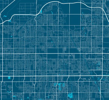 Mesa şehrinin idari alanının ayrıntılı haritası. Kraliyetten bağımsız vektör çizimi. Şehir manzarası manzarası. Mesa bölgesinin dekoratif grafik turist haritası.