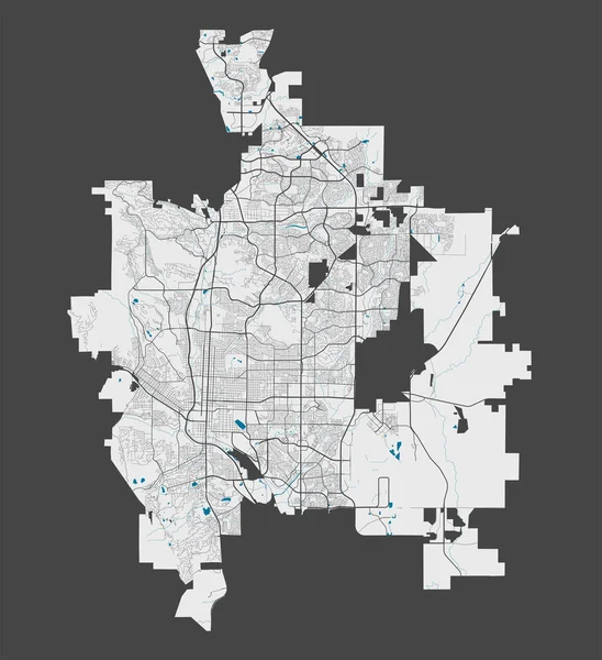 Colorado Springs Karta Detaljerad Karta Över Colorado Springs Administrativa Området — Stock vektor