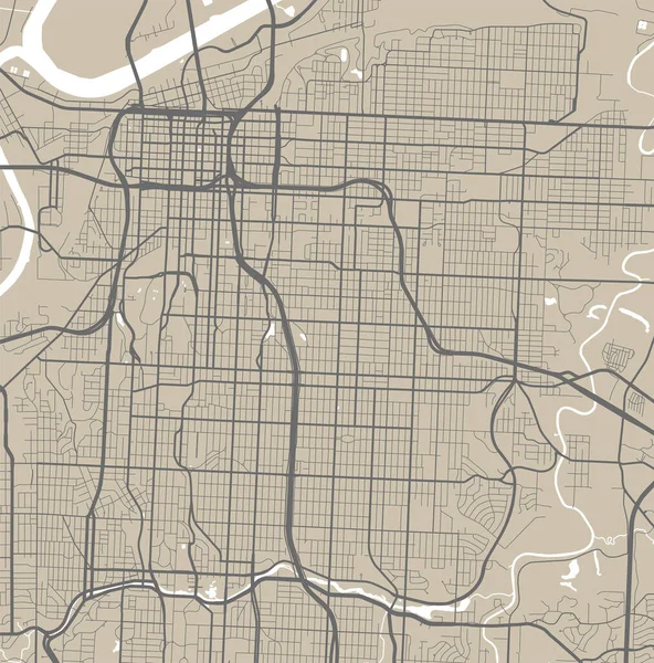 アメリカ合衆国カンザスシティのベクトル地図 ストリートマップポスターイラスト カンザスシティ地図アート — ストックベクタ