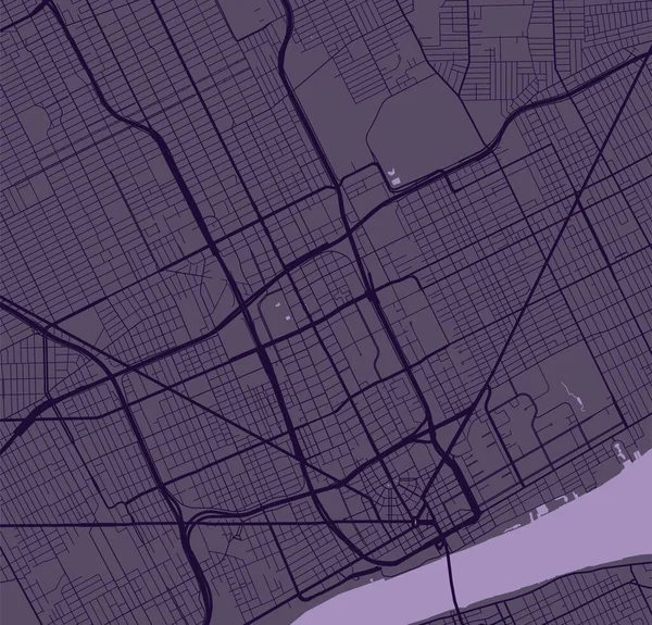 Mapa Vetorial Detroit Ilustração Cartaz Mapa Rua Detroit Mapa Arte — Vetor de Stock