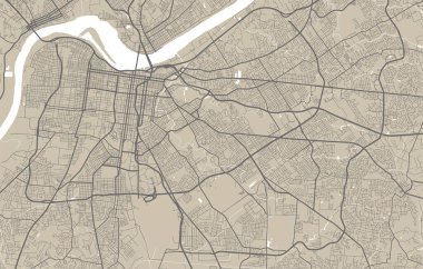 Memphis 'in idari bölgesinin detaylı haritası. Kraliyetten bağımsız vektör çizimi. Şehir manzarası manzarası. Memphis bölgesinin dekoratif grafik turist haritası.