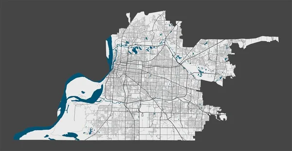 Mapa Memphis Tennessee Mapa Detalhado Área Administrativa Cidade Memphis Panorama —  Vetores de Stock