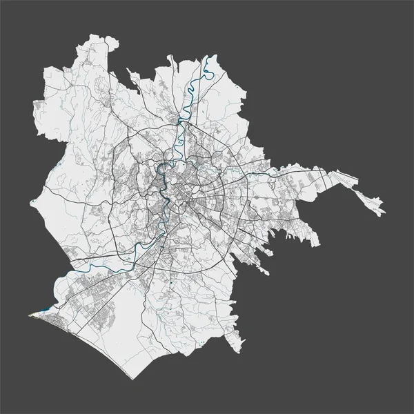 Mappa Roma Mappa Dettagliata Dell Area Amministrativa Roma Panorama Paesaggistico — Vettoriale Stock