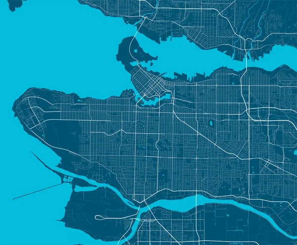 Mapa Detallado Vancouver Área Administrativa Ciudad Ilustración Vectorial Libre Regalías — Vector de stock