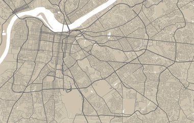 Memphis 'in idari bölgesinin detaylı haritası. Kraliyetten bağımsız vektör çizimi. Şehir manzarası manzarası. Memphis bölgesinin dekoratif grafik turist haritası.