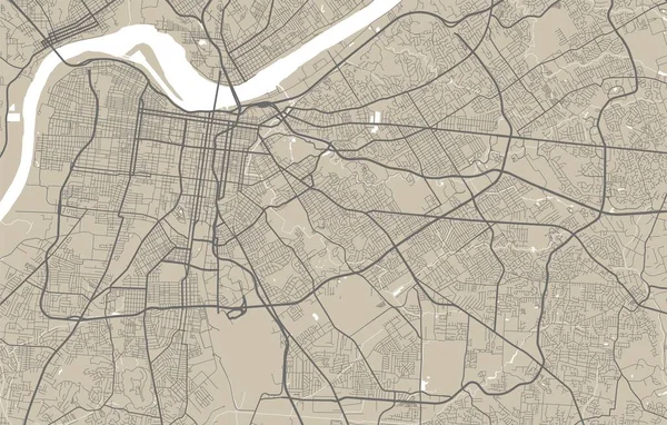 メンフィス市行政区の詳細な地図 ロイヤリティフリーベクトルイラスト 街のパノラマ メンフィス地域の装飾的なグラフィック観光マップ — ストックベクタ