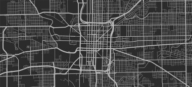 Indianapolis şehir haritası. Vektör illüstrasyonu, Indianapolis haritası gri pullu sanat posteri. Yollu sokak haritası, metropol şehir manzaralı.