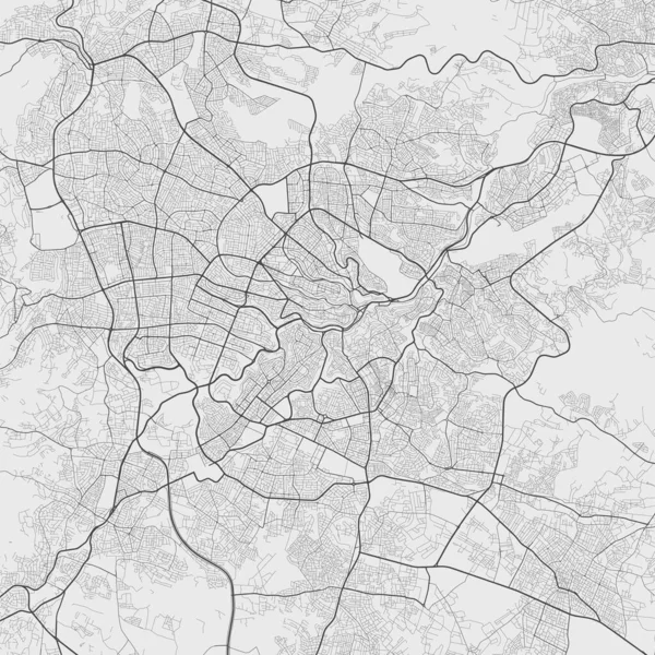 安曼城市地图 矢量插图 安曼地图灰度艺术海报 街道地图图像与道路 大都市地区景观 — 图库矢量图片