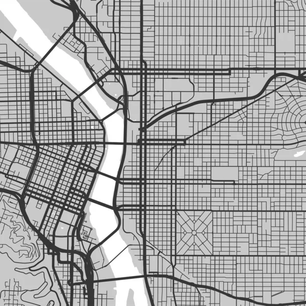 Portland Várostérképe Vektor Illusztráció Portland Térkép Szürkeárnyalatos Művészeti Poszter Utcai — Stock Vector