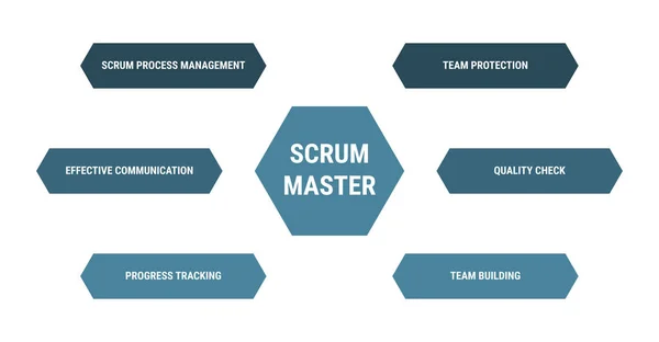 Scrum主图表 方法论过程管理方案 产品开发模型 团队保护 质量检查 有效沟通 进度跟踪 — 图库矢量图片