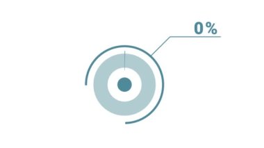 % 2 yuvarlak donut grafiği bilgisi. Sosyal medya ve televizyon için 4k video telif hakkı olmayan grafik animasyonu, yüzde iki diyagram. Düz mavi ve beyaz tasarım.