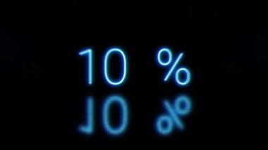 Yüzde yüz parlak neon rakamları. Yanıp sönen mavi işaret levhası, gölge şeklinde. Royalty ücretsiz 4K video animasyonu, izole edilmiş renkli tarih işareti sembolleri.