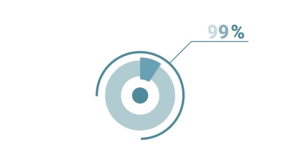 圆形圆圆的甜甜圈图表信息 4K视频版税免费图形动画为社交媒体和电视 53个百分比图 平面蓝白相间设计 — 图库视频影像