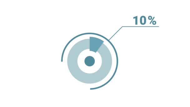 圆形圆圆的甜甜圈图表信息 4K视频版税免费图形动画为社交媒体和电视 57个百分比图 平面蓝白相间设计 — 图库视频影像