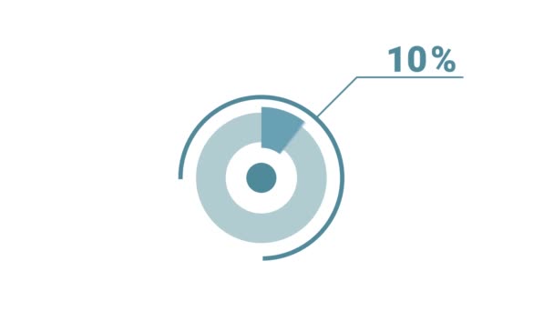 圆形圆圆的甜甜圈图表信息 4K视频版税免费图形动画为社交媒体和电视 60个百分比图 平面蓝白相间设计 — 图库视频影像