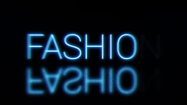 ファッション明るい輝くネオン看板 色のついた青の光の文字が影で形成されます ロイヤリティフリー4Kビデオアニメーション 孤立したカラフルな日付記号の形 — ストック動画