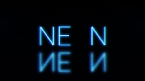 Insegne Fluorescenti Luminose Neon Neon Lettere Luminose Azzurre Colorate Lampeggianti — Video Stock