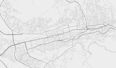 Saraybosna şehir haritası. Vektör illüstrasyonu, Saraybosna haritası gri tonlu sanat posteri. Yollu sokak haritası, metropol şehir manzaralı.
