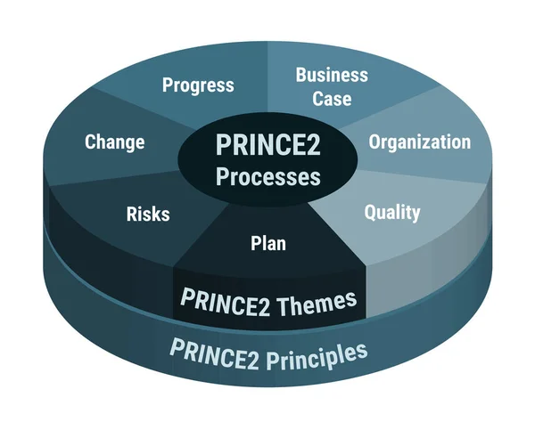 Prince2 Обробляє Методологію Розробки Детальну Схему Процесів Управління Проектами Життєвий — стоковий вектор