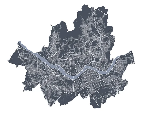 Mapa Seulu Szczegółowa Mapa Wektorowa Obszaru Administracyjnego Miasta Seul Plakat — Wektor stockowy