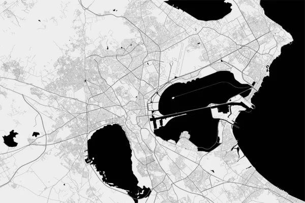 Mapa Cidade Urbana Tunis Ilustração Vetorial Mapa Tunis Cartaz Arte — Vetor de Stock