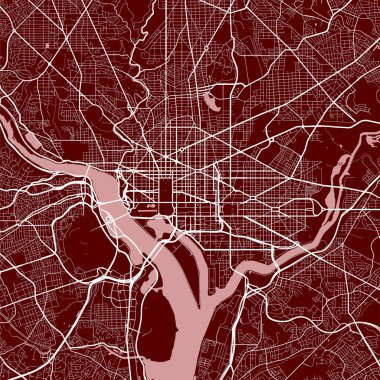 Detailed map of Washington city administrative area. Royalty free vector illustration. Cityscape panorama. Decorative graphic tourist map of Washington territory. clipart