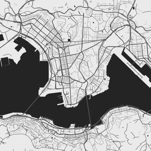 Stadtplan Von Hongkong Vektorillustration Graustufenplakat Der Hongkong Karte Stadtplan Bild — Stockvektor