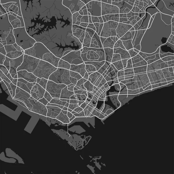 Mapa Cidade Urbana Singapura Ilustração Vetorial Mapa Singapura Pôster Arte — Vetor de Stock