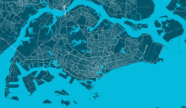 Mapa Detalhado Área Administrativa Cidade Singapura Ilustração Vetorial Livre Royalties — Vetor de Stock