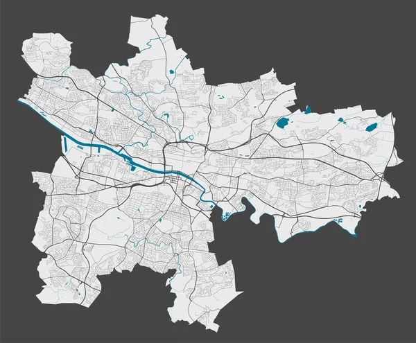 Mapa Glasgow Miejska Mapa Glasgow Glasgow Panorama Miasta Ilustracja Wektora — Wektor stockowy