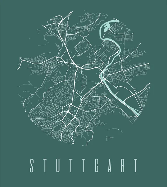 Afiche Del Mapa Stuttgart Diseño Decorativo Plano Stuttgart Ciudad Cityscape — Archivo Imágenes Vectoriales