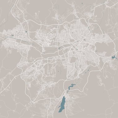 Ankara şehir idari bölgesinin ayrıntılı haritası. Kraliyetten bağımsız vektör çizimi. Şehir manzarası manzarası. Ankara topraklarının dekoratif grafik turizm haritası.