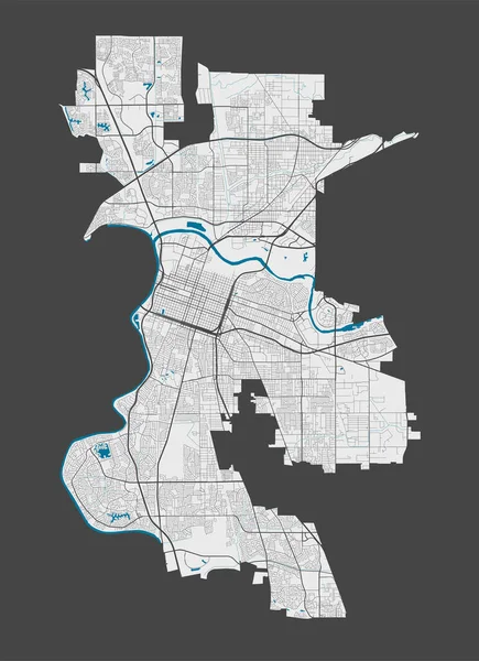 Мапа Сакраменто Детальна Мапа Сакраменто Міського Адміністративного Району Cityscape Panorama — стоковий вектор
