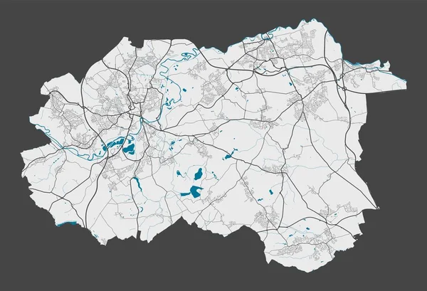 Mapa Wakefielda Szczegółowa Mapa Miasta Wakefield Obszar Administracyjny Panorama Miasta — Wektor stockowy