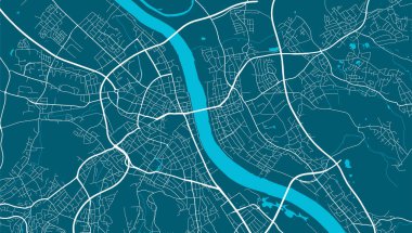 Bonn şehri yönetim bölgesinin detaylı haritası. Kraliyetten bağımsız vektör çizimi. Şehir manzarası manzarası. Bonn bölgesinin dekoratif grafik turist haritası.