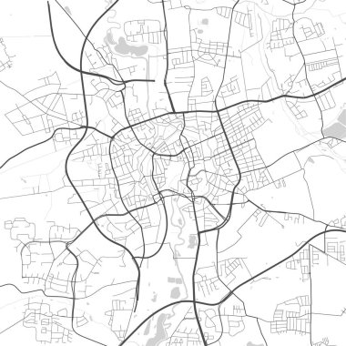 Braunschweig şehir haritası. Vektör illüstrasyonu, Braunschweig haritası gri pullu sanat posteri. Yollu sokak haritası, metropol şehir manzaralı.