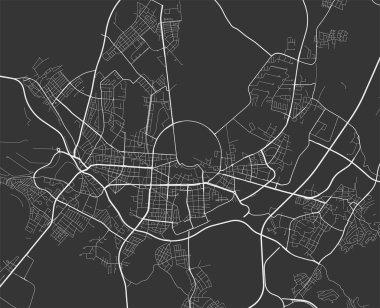Karlsruhe şehir haritası. Vektör illüstrasyonu, Karlsruhe haritası gri pullu sanat posteri. Yollu sokak haritası, metropol şehir manzaralı.