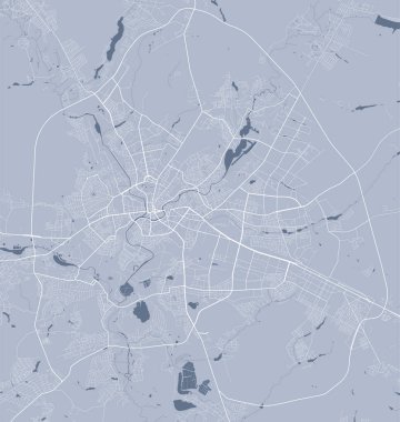 Harkiv şehir idari bölgesinin ayrıntılı haritası. Kraliyetten bağımsız vektör çizimi. Şehir manzarası manzarası. Harkiv bölgesinin dekoratif grafik turizm haritası.